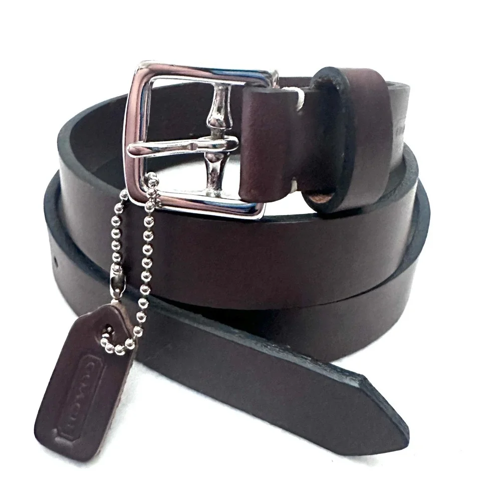Coach XL 38 Mahogany Brown Leather Legacy Buckle Belt FS8566 SV/MA XL